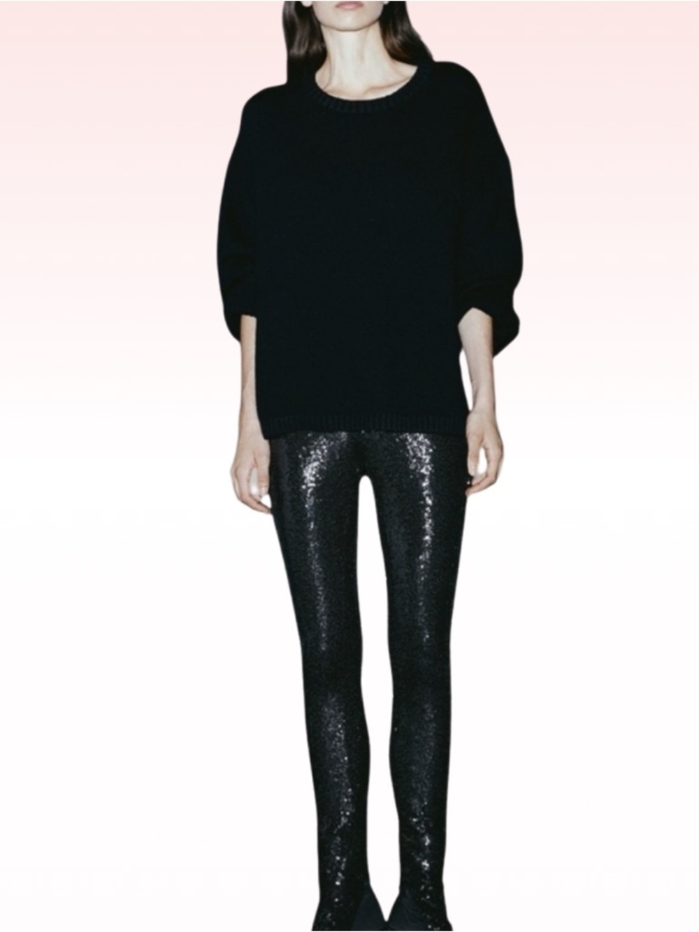 H&M Black Sequin Glitter Legging Pants (Sz XS)